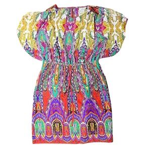 ice Paisley Print Dress Women's Size 12 Colorful Sleeveless Mini Casual‎